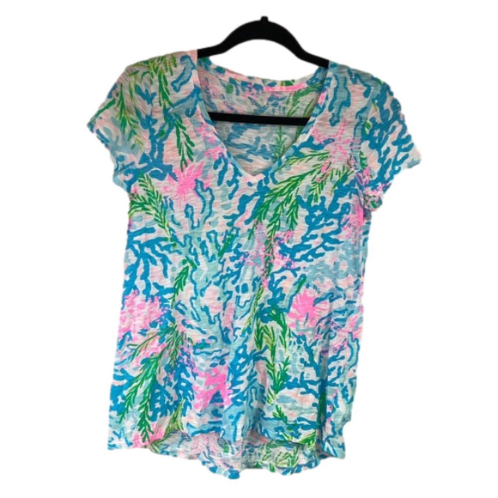 Lilly Pulitzer Etta v neck coral bay size XS